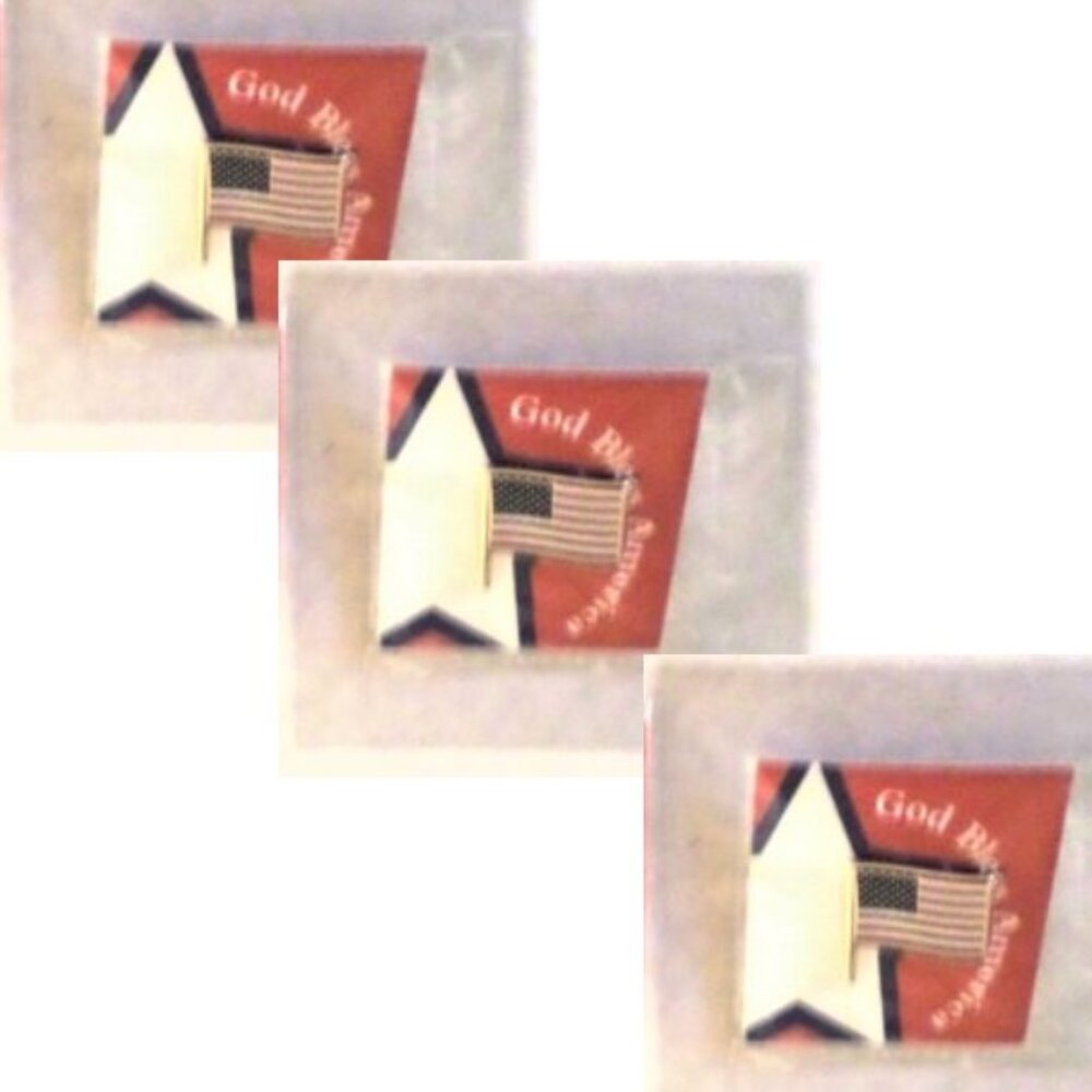 Set of 3 patriotic AMERICAN FLAG lapel pins / tie tacks
